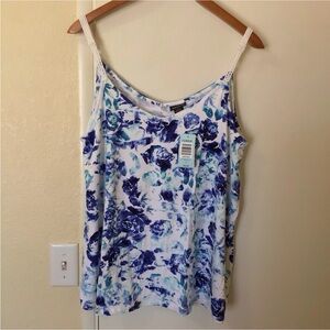 Torrid Size 2X Plus Blue/White Floral Rose Cami Tank Top Boho Cottagecore Whimsy